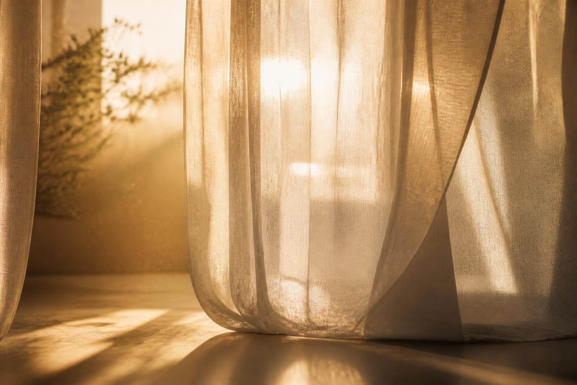 Soft natural light through linen in a minimal California interior
